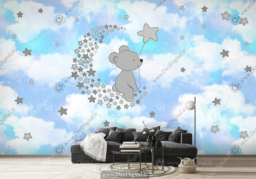 پوستر اتاق کودک طرح خرس و ستاره