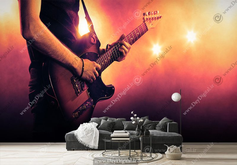 پوستر دیواری سه بعدی موسیقی طرح نوازنده گیتار برقی