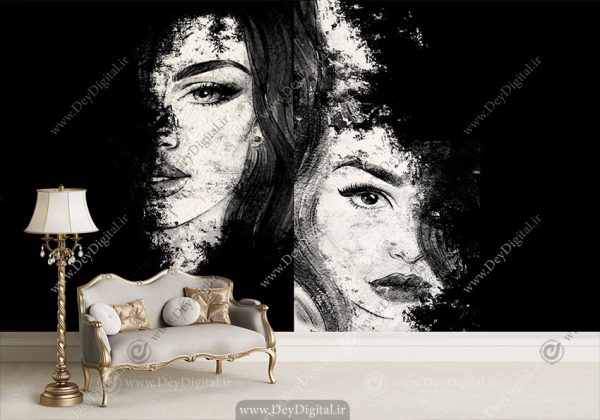 پوستر دیواری چهره اسپرت سفید مشکی