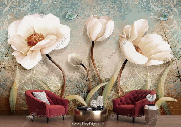 پوستر دیواری گل نقاشی سه بعدی