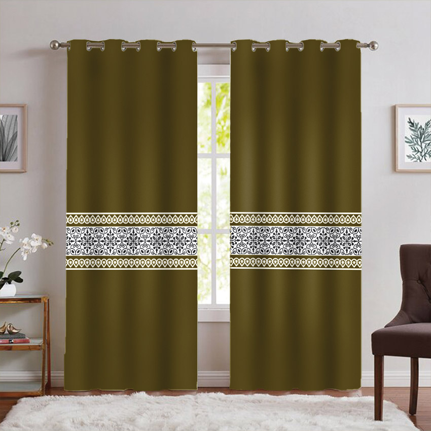 پرده مدل جدید پانچی رنگ زیتونی