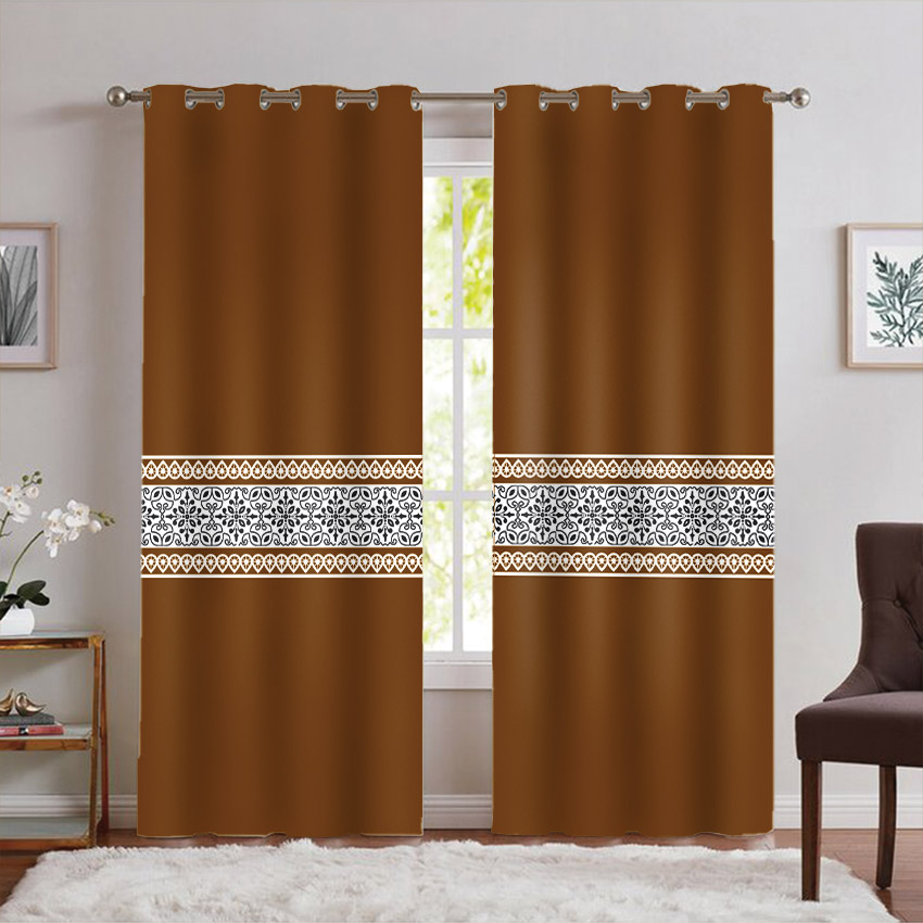 پرده پانچ ساده و شیک رنگ خردلی