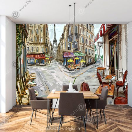 پوستر دیواری سه بعدی برای کافی شاپ کلاسیک