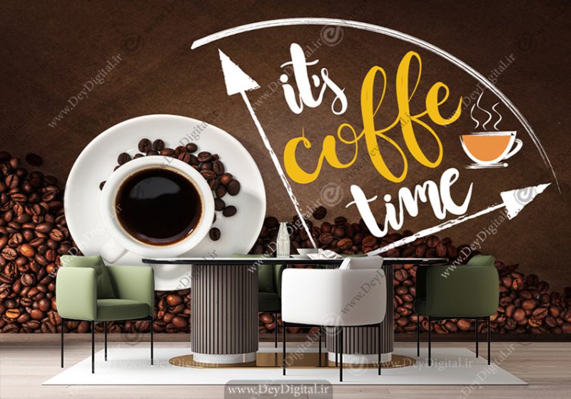 پوستر دیواری سه بعدی فنجون قهوه برای کافه