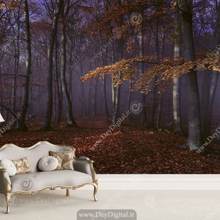کاغذ دیواری سه بعدی طرح جنگل پاییزی
