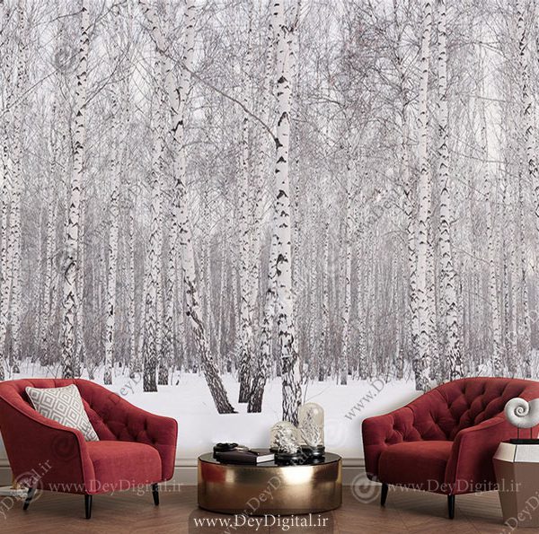 پوستر سه بعدی منظره جنگل زمستانی