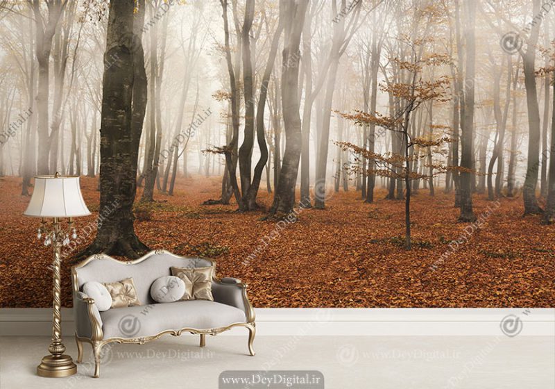 پوستر دیواری سه بعدی طرح جنگل پاییزی