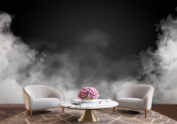 پوستر دیواری تکسچر ابر و بادی مشکی سفید