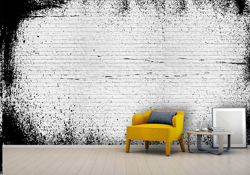 پوستر دیواری تکسچر اجری سفید مشکی