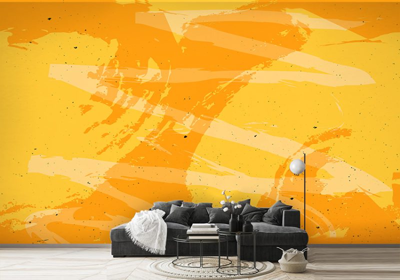 کاغذ دیواری ساده رنگ نارنجی زرد
