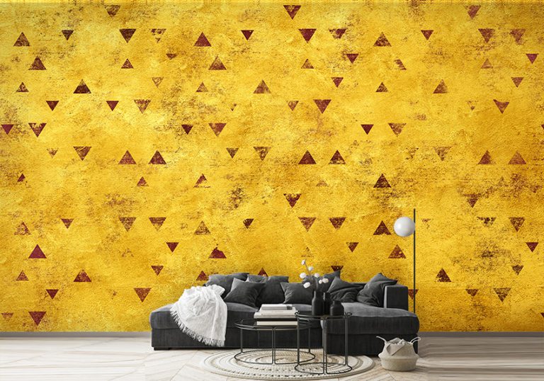 پوستر دیواری بکگراند زرد با فرم مثلث