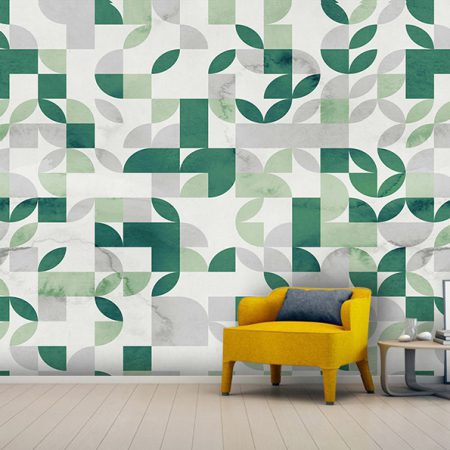 پوستر دیواری پترن فرم هندسی رنگ سبز طوسی