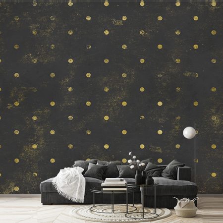 پوستر دیواری ساده مشکی با خال خالی های زرد
