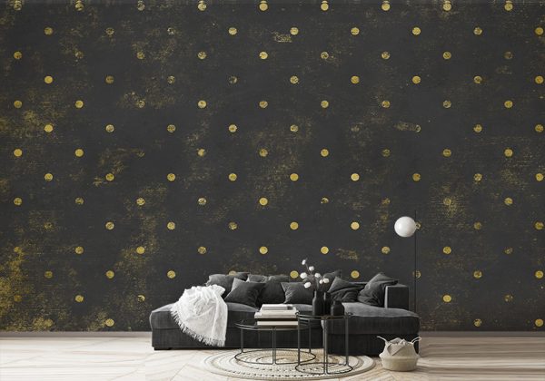 پوستر دیواری ساده مشکی با خال خالی های زرد
