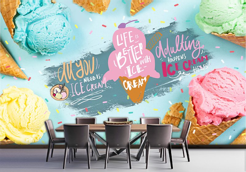 پوستر دیواری سه بعدی طرح بستنی