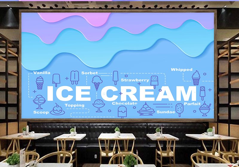 پوستر دیواری سه بعدی برای مغازه بستنی فروشی