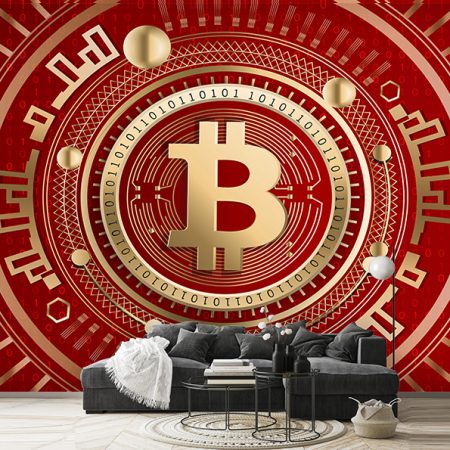 پوستر دواری سه بعدی لوگوی بیتکوین