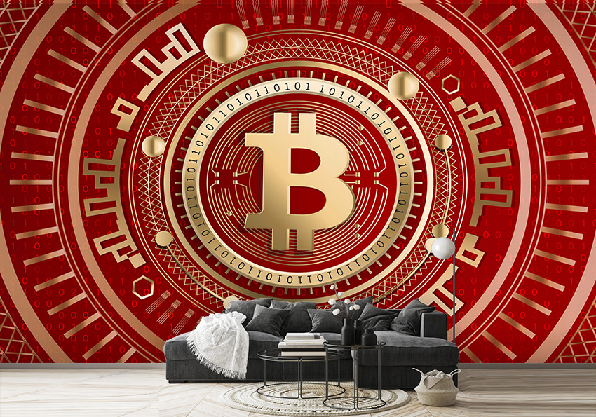 پوستر دواری سه بعدی لوگوی بیتکوین