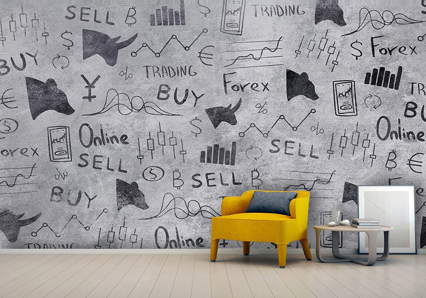 کاغذ دیواری ترید ارز دیجیتال رنگ طوسی