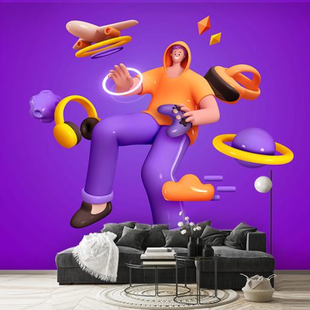 پوستر دیواری سه بعدی با طرح گیمینگ های 3d برای گیم نت