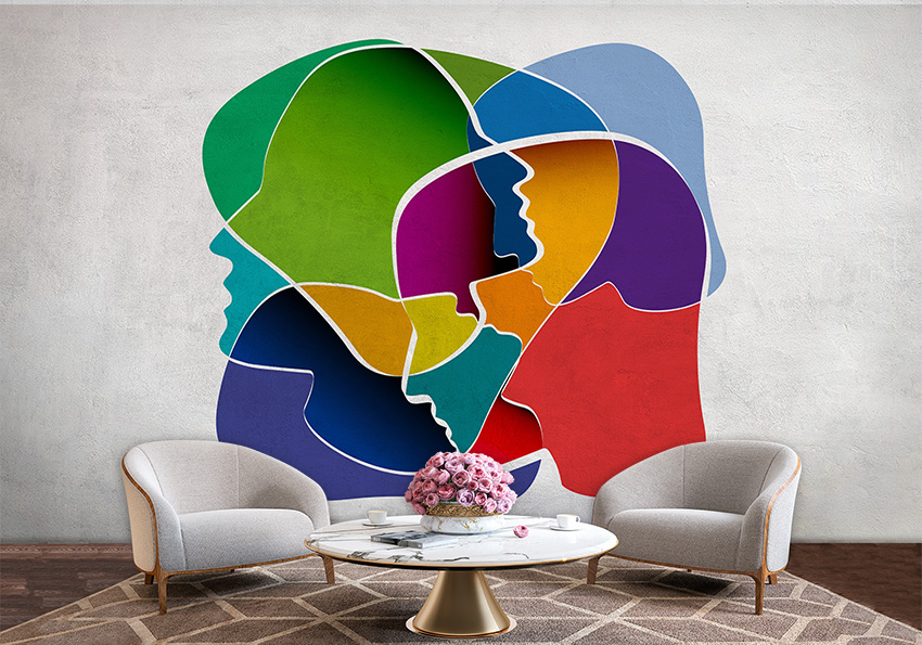 کاغذ دیواری سه بعدی طرح روانشناسی