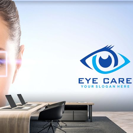 پوستر دیواری برای مطب چشم پزشکی با زمینه آبی