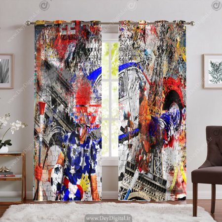 پرده پانچی طرح گرافیتی