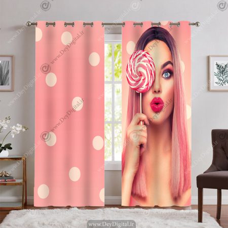 پرده پانچی طرح چهره اسپرت صورتی