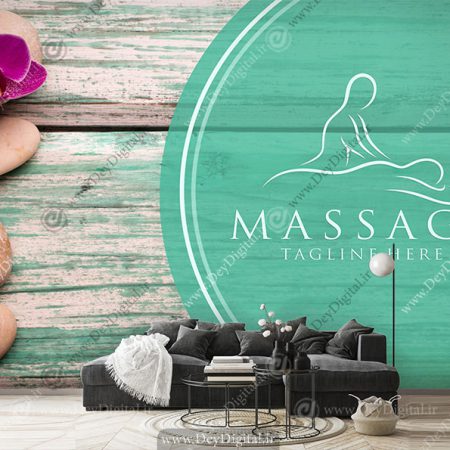 پوستر دیواری ماساژ با زمینه چوبی