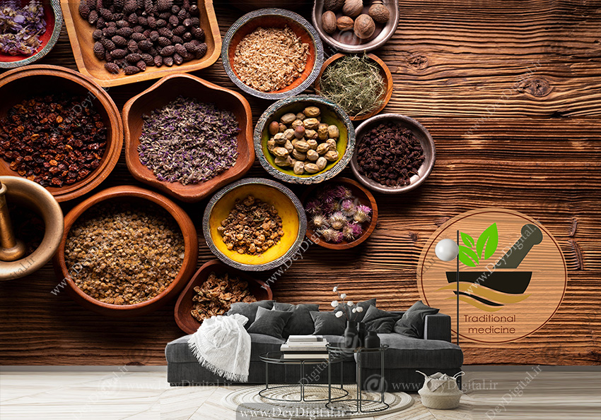 پوستر دیواری طرح داروهای گیاهی برای عطاری