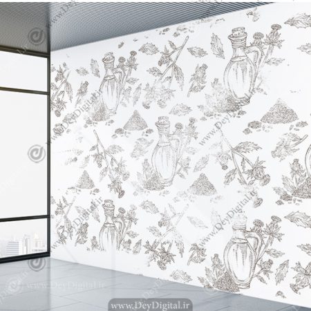 کاغذ دیواری سه بعدی برای فروشگاه دارو گیاهی و عطاری