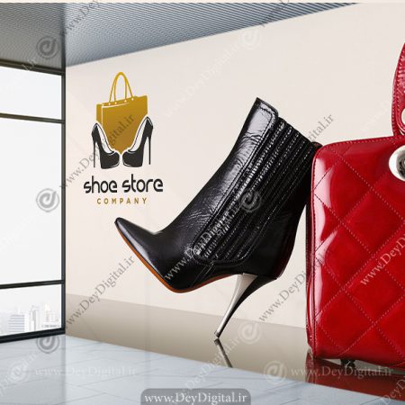 کاغذ دیواری طرح کیف و کفش برای مغازه
