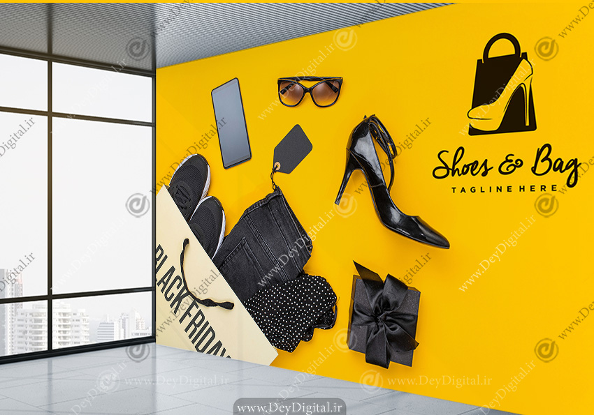 پوستر دیواری سه بعدی برای کیف و کفش