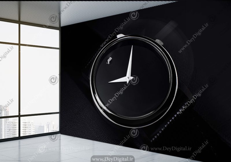پوستر ساعت فروشی با زمینه مشکی