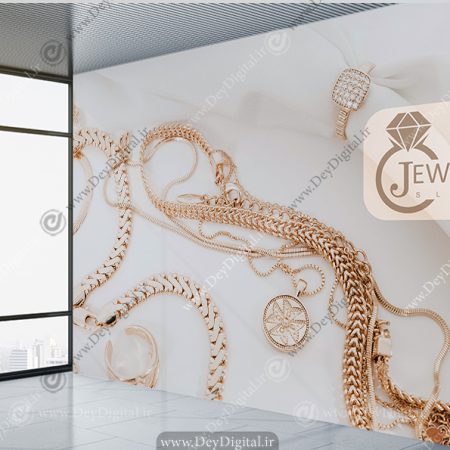 پوستر دیواری سه بعدی طرح زیورآلات و طلا