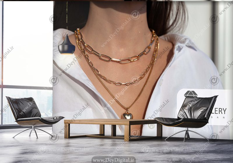 پوستر سه بعدی طرح گردنبند برای طلا فروشی