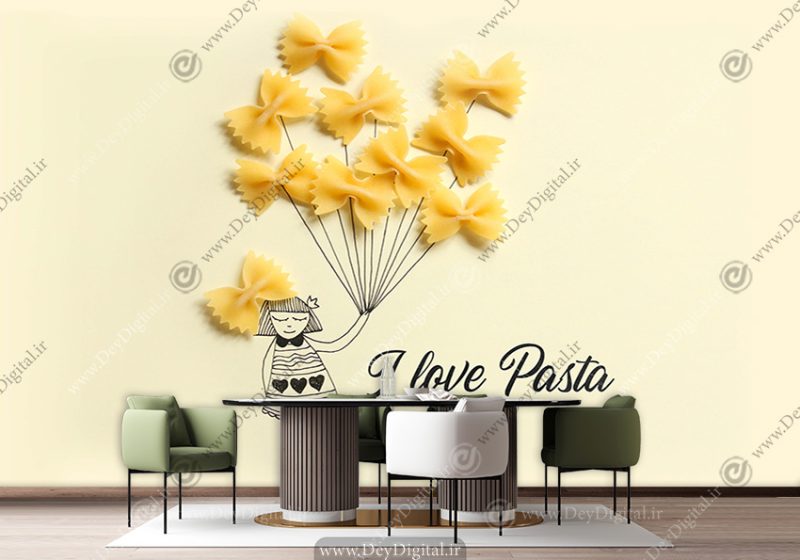 پوستر دیواری طرح ماکارونی پروانه ای برای فروشگاه