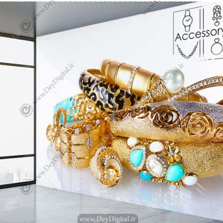 پوستر دیواری سه بعدی طرح زیور آلات برای اکسسوری فروشی