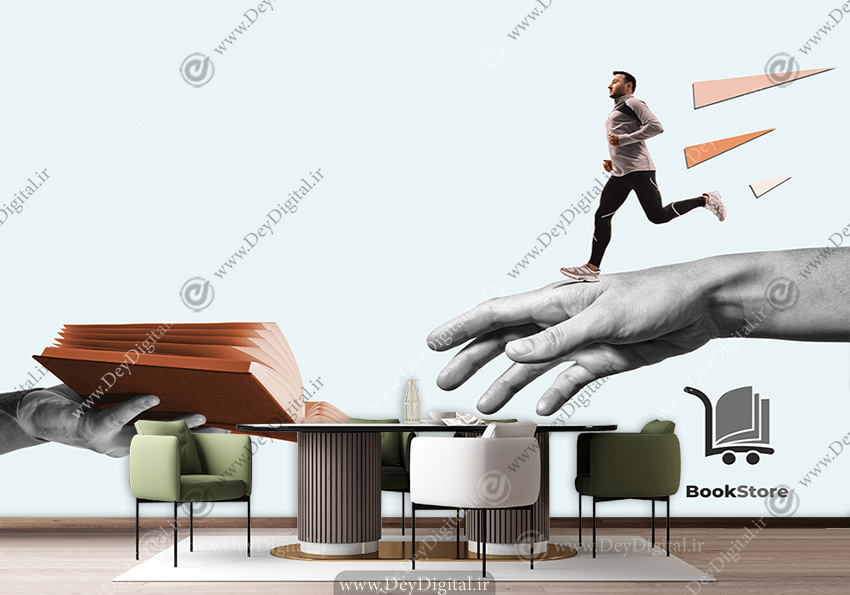 کاغذ دیواری سه بعدی طرح کتاب