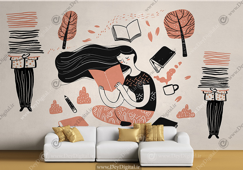 پوستر دیواری سه بعدی برای کتابخانه