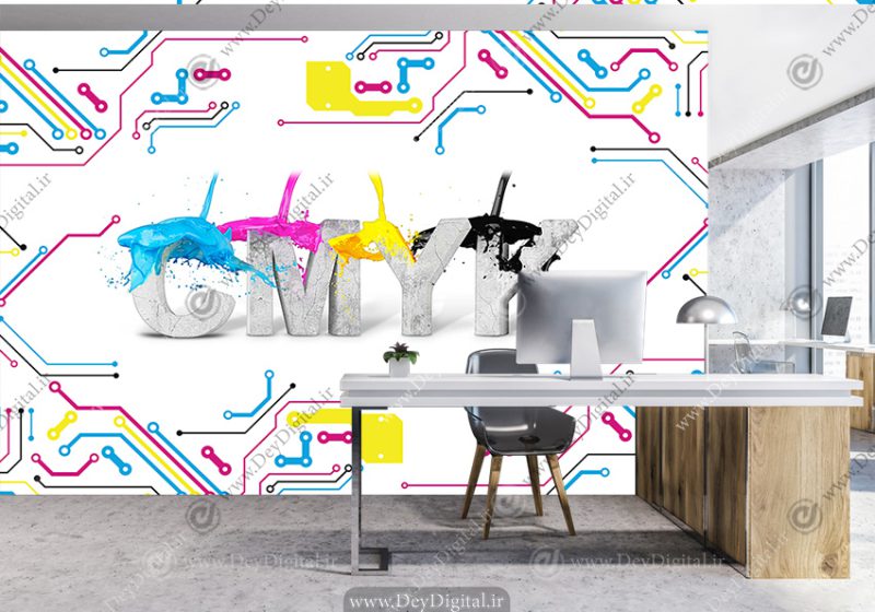 پوستر دیواری طرح چهار رنگ دستگاه چاپ