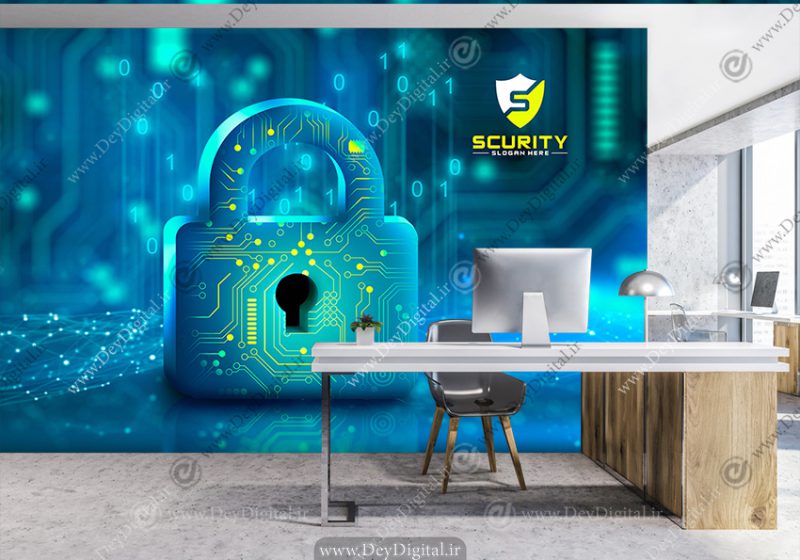 پوستر دیواری سه بعدی طرح امنیت و شبکه