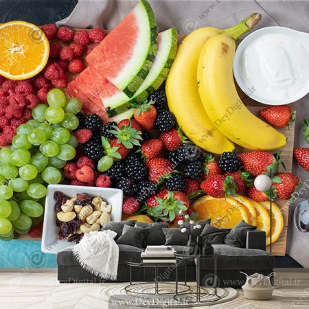 کاغذ دیواری سه بعدی طرح انواع میوه