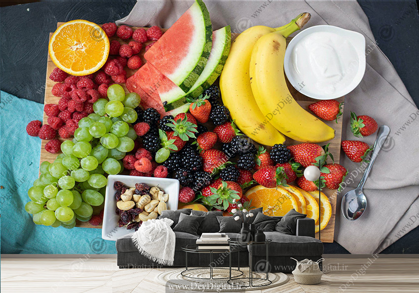 کاغذ دیواری سه بعدی طرح انواع میوه