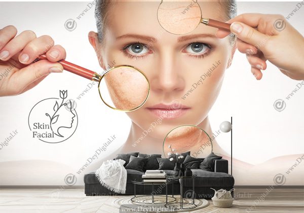 پوستر دیواری طرح ماساژ صورت برای مرکز فیشیال