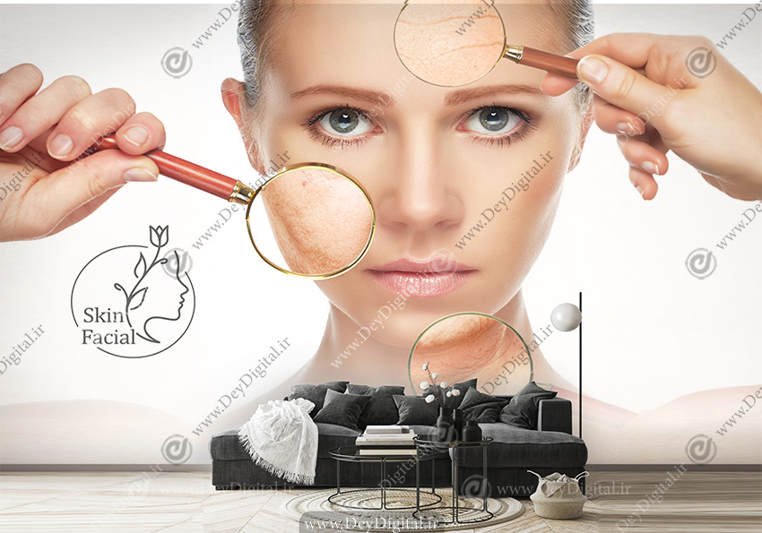 پوستر دیواری طرح ماساژ صورت برای مرکز فیشیال