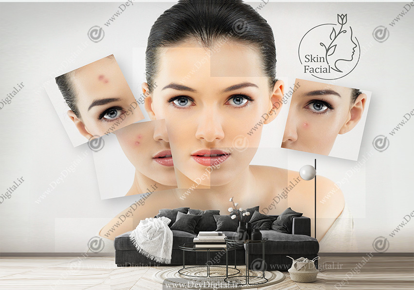 پوستر دیواری سه بعدی طرح فیشیال صورت