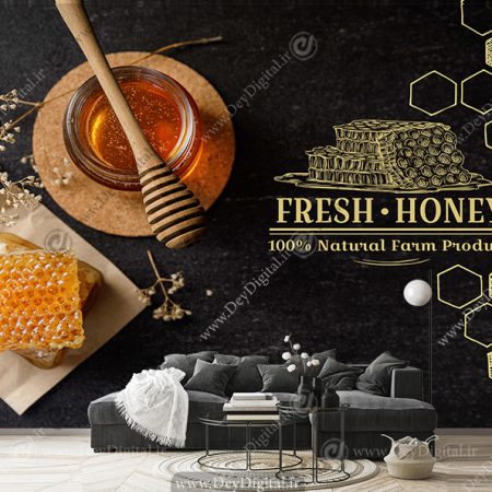 پوستر دیواری سه بعدی طرح عسل