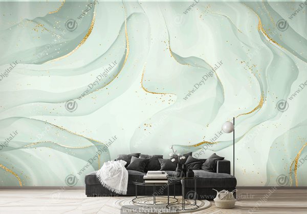 کاغذ دیواری سه بعدی طرح سنگ ماربل سبز