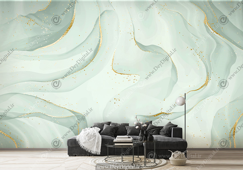 کاغذ دیواری سه بعدی طرح سنگ ماربل سبز